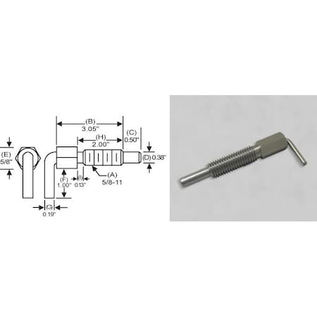 S & W Manufacturing L-Handle, Non Lock Nose P, 5/8-11", 2" LNS-7